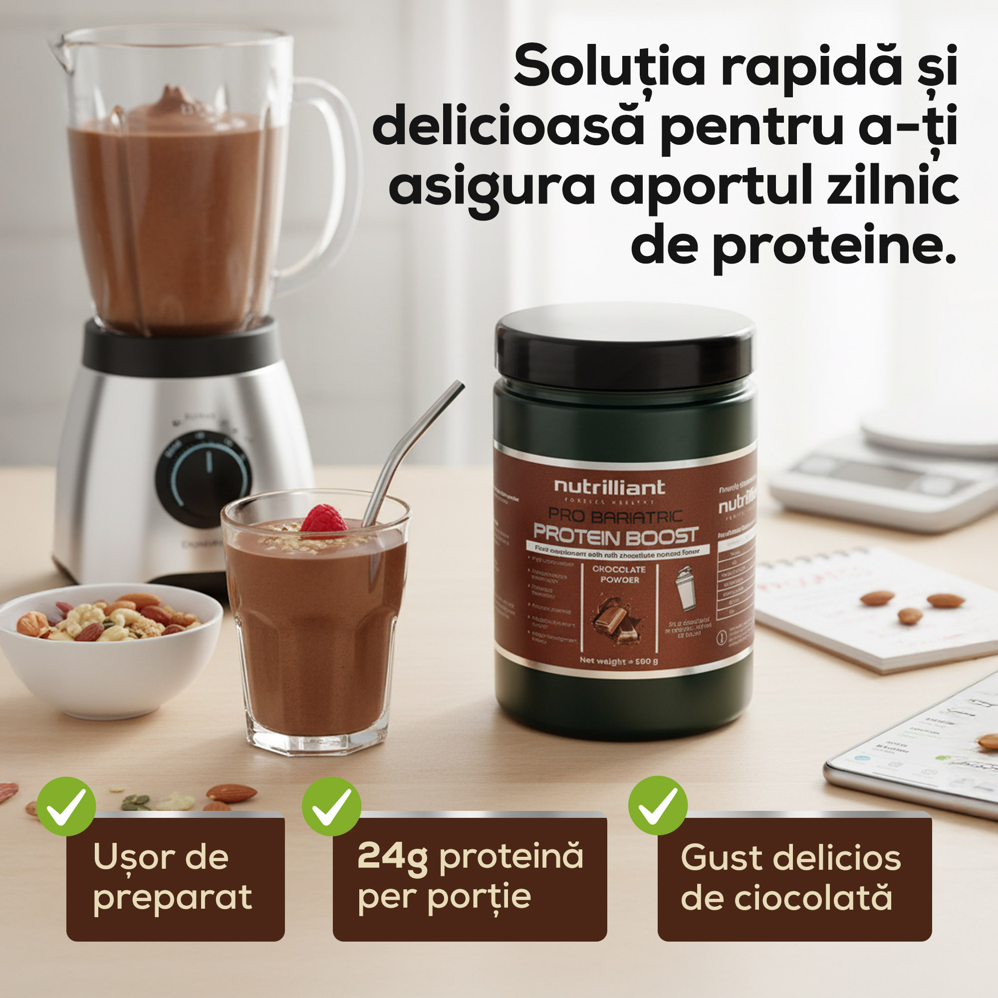 Pudră proteică fermentată în granule de kefir, cu aromă de ciocolată - Whey Kefir - NUTRILLIANT - imagine 4