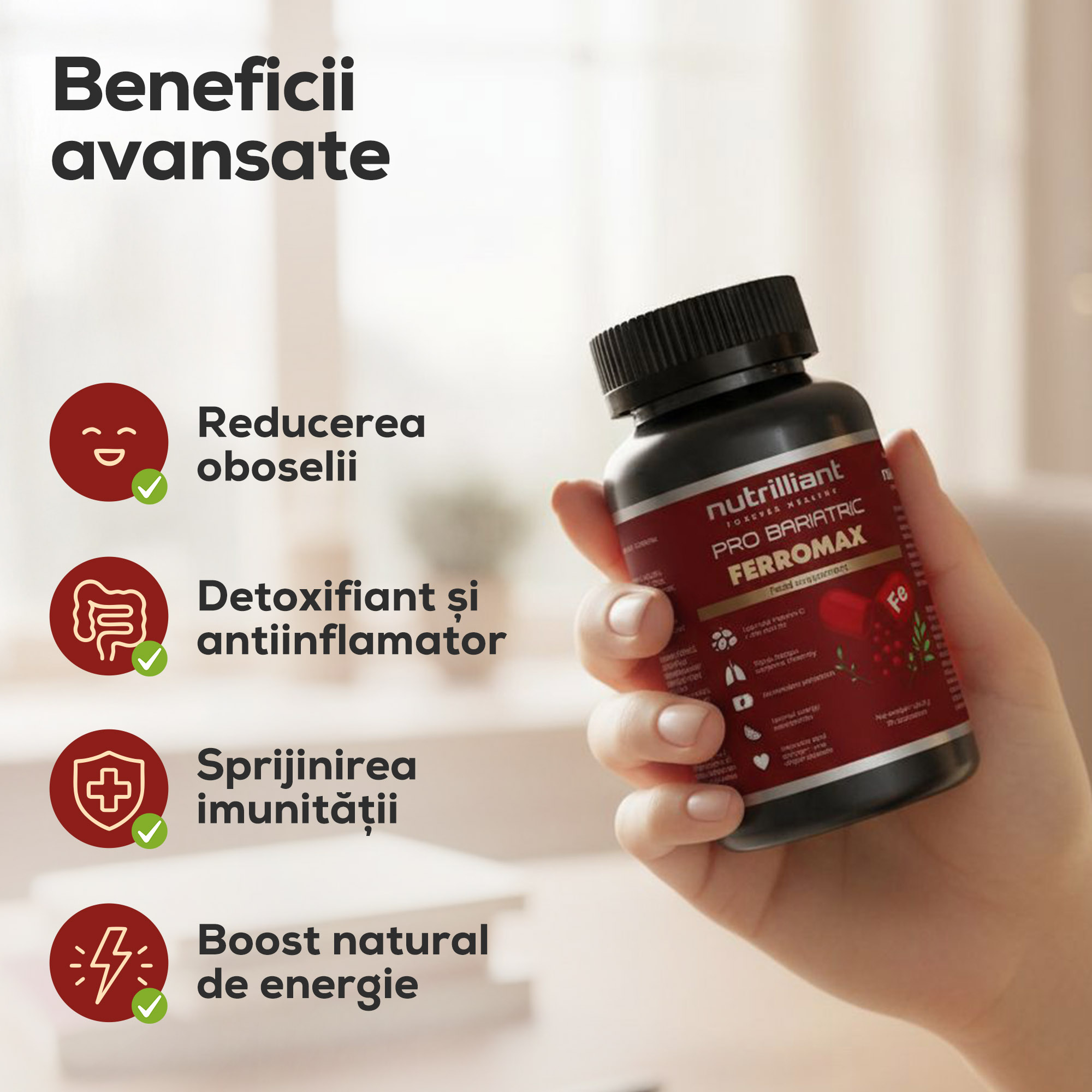 FERRO MAX | Fier cu Vitamina C pentru Energie și Combaterea Anemiei | Nutrilliant - imagine 2